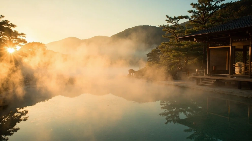 A private onsen at a Hakone ryokan at sunrise