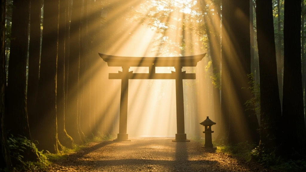 Misty cedar avenue at dawn in the Kii Peninsula
